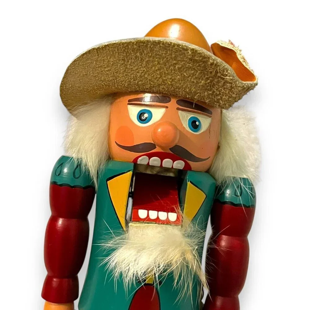 Nutcracker Musketeer w/Sword Leather Hat Feather NO FEET wooden Christmas Decor